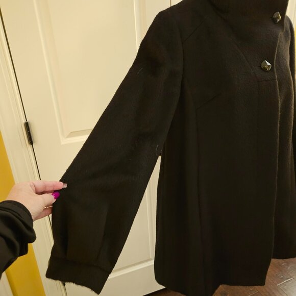 Cole Haan Black Wool Coat - Picture 3 of 9